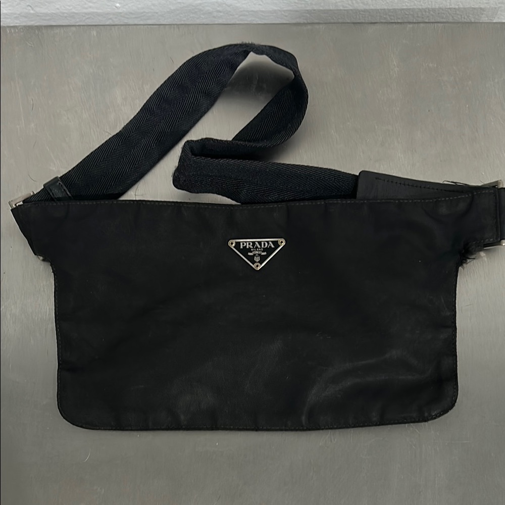 Prada Black Nylon Belt Bag with Iconic Logo